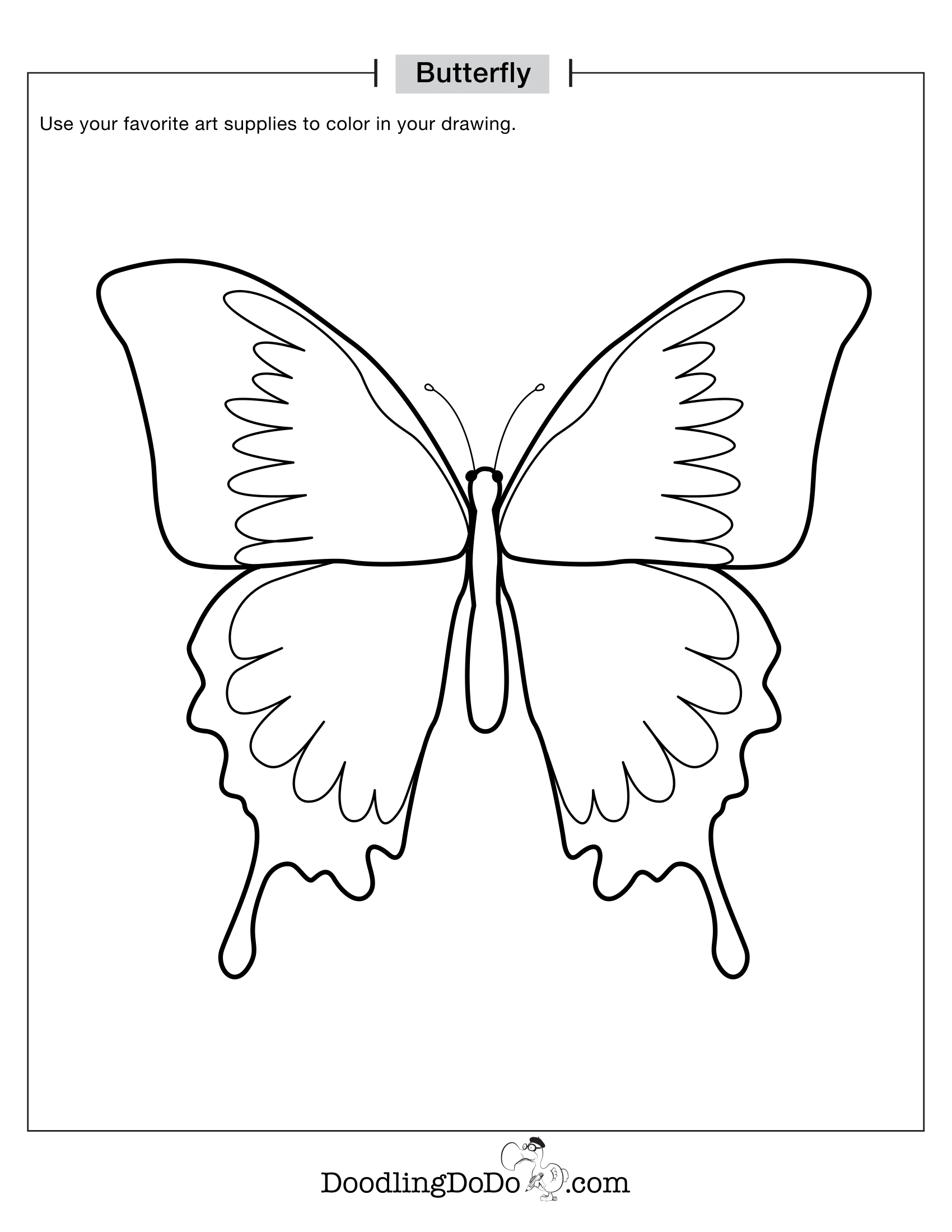 Nature Butterfly Coloring Worksheet