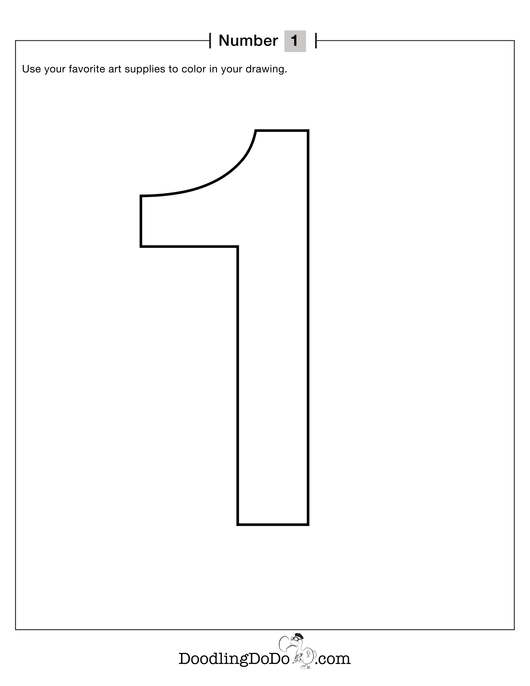 Numbers 1 Coloring Worksheet