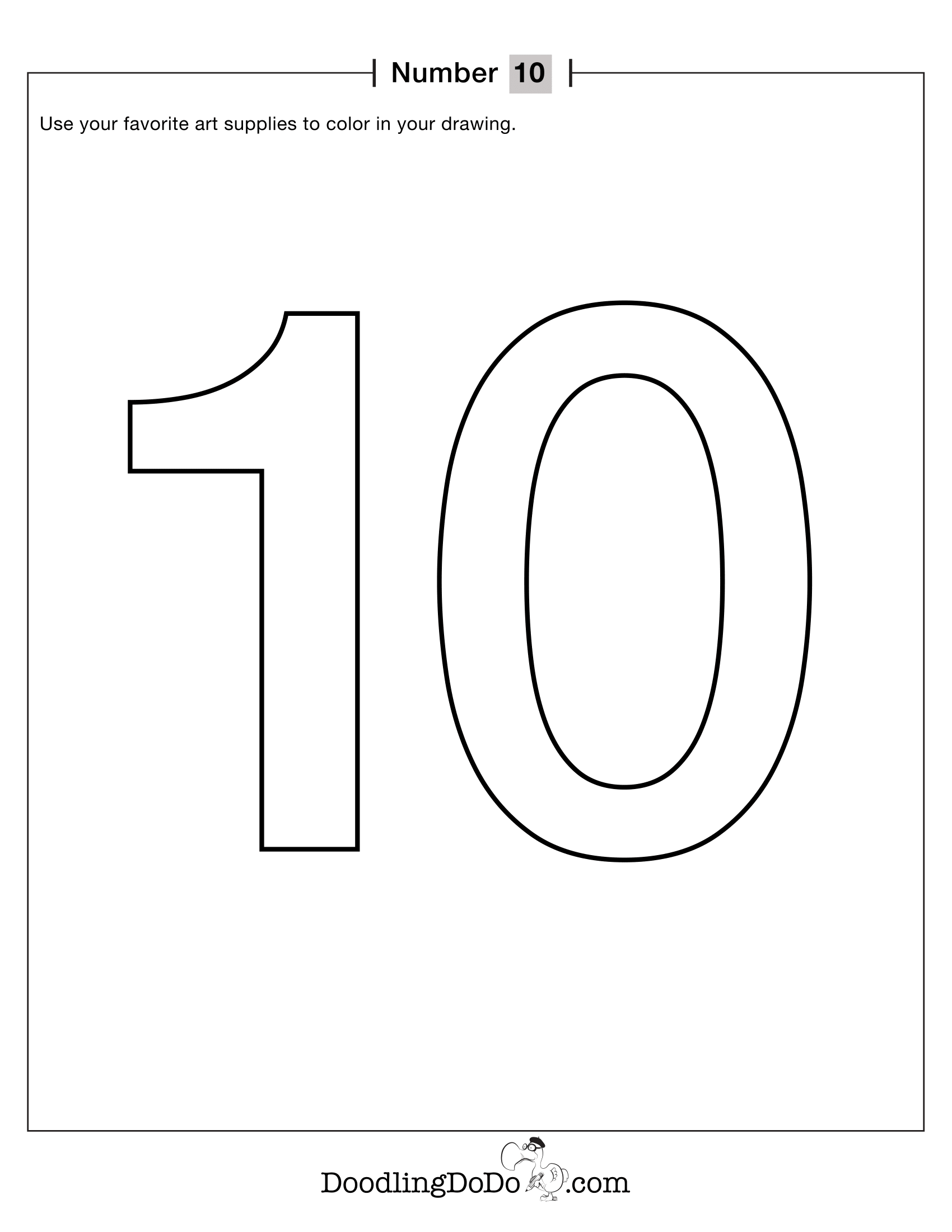Numbers 10 Coloring Worksheet