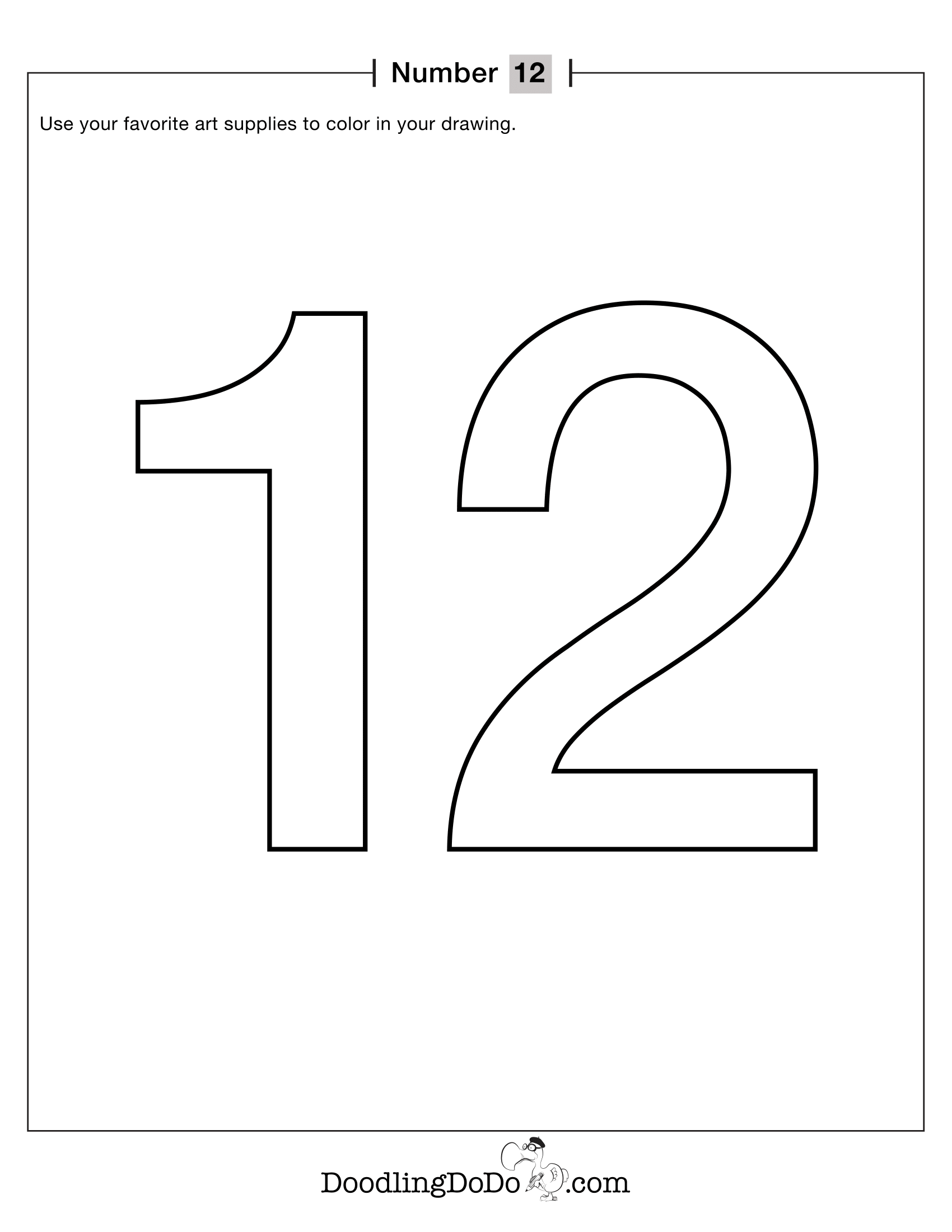 Numbers 12 Coloring Worksheet