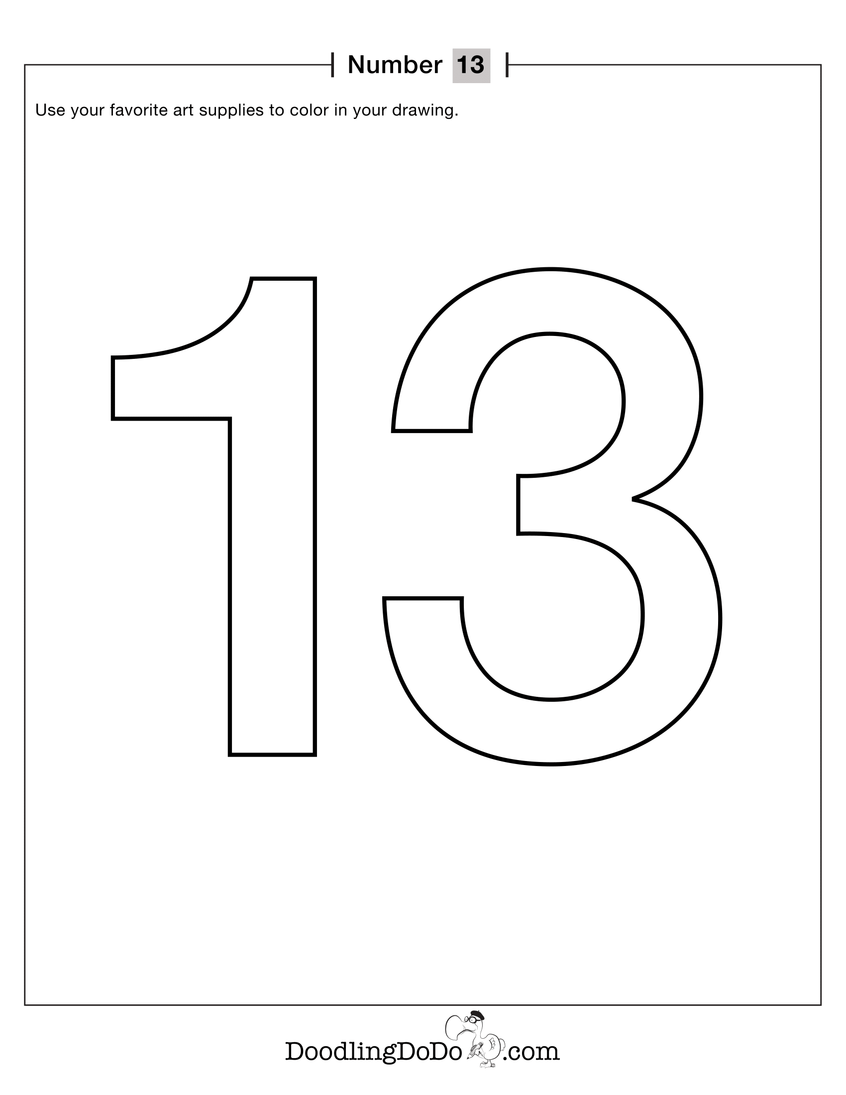 Numbers 13 Coloring Worksheet