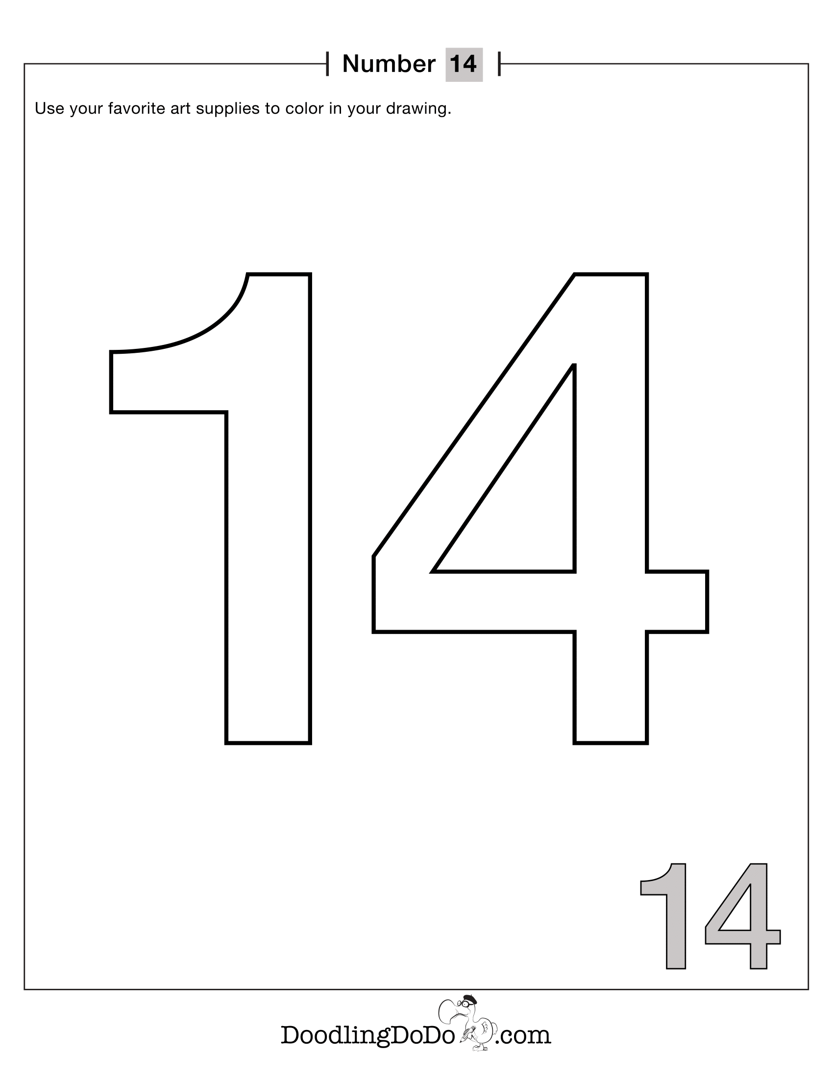 Numbers 14 Coloring Worksheet