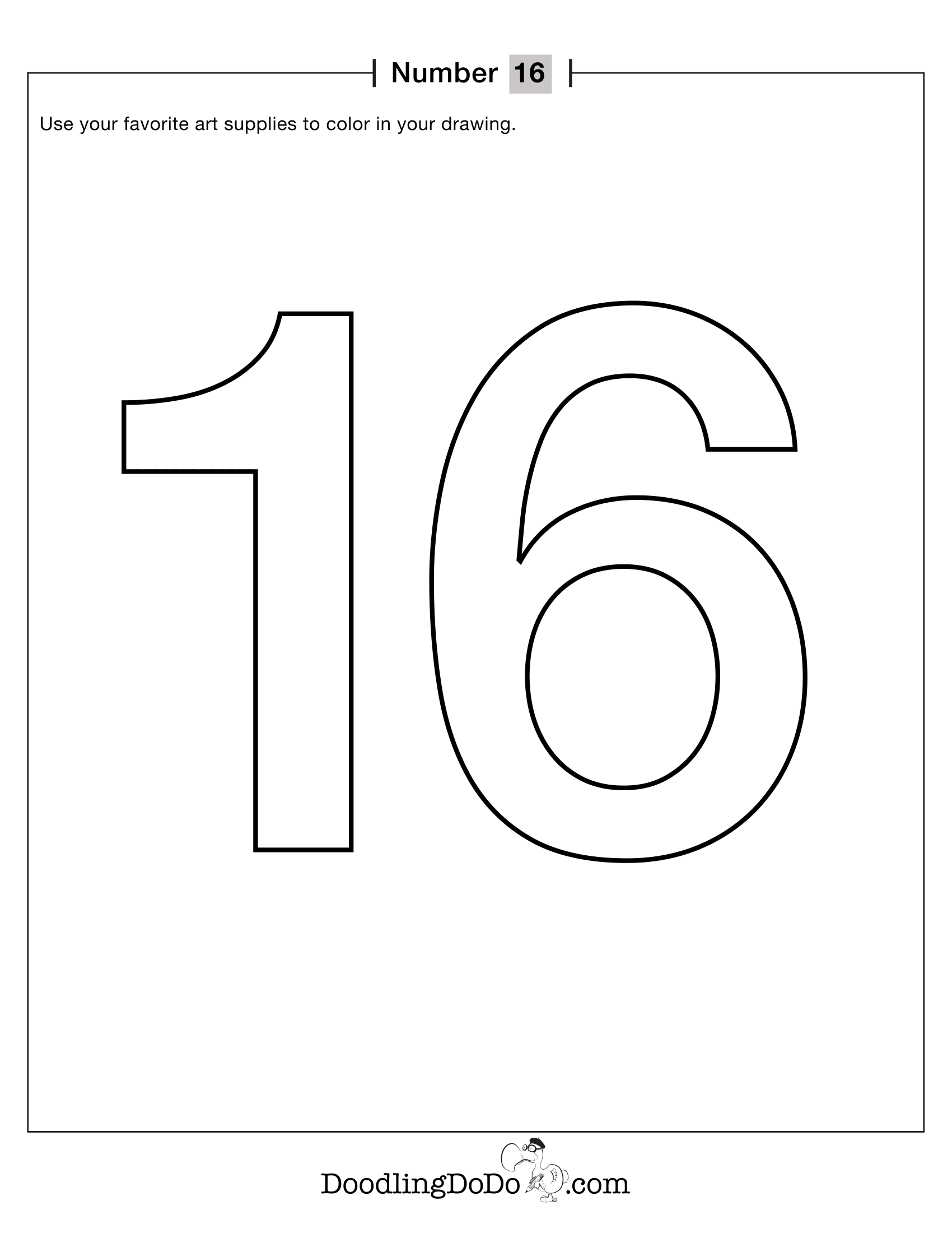 Numbers 16 Coloring Worksheet