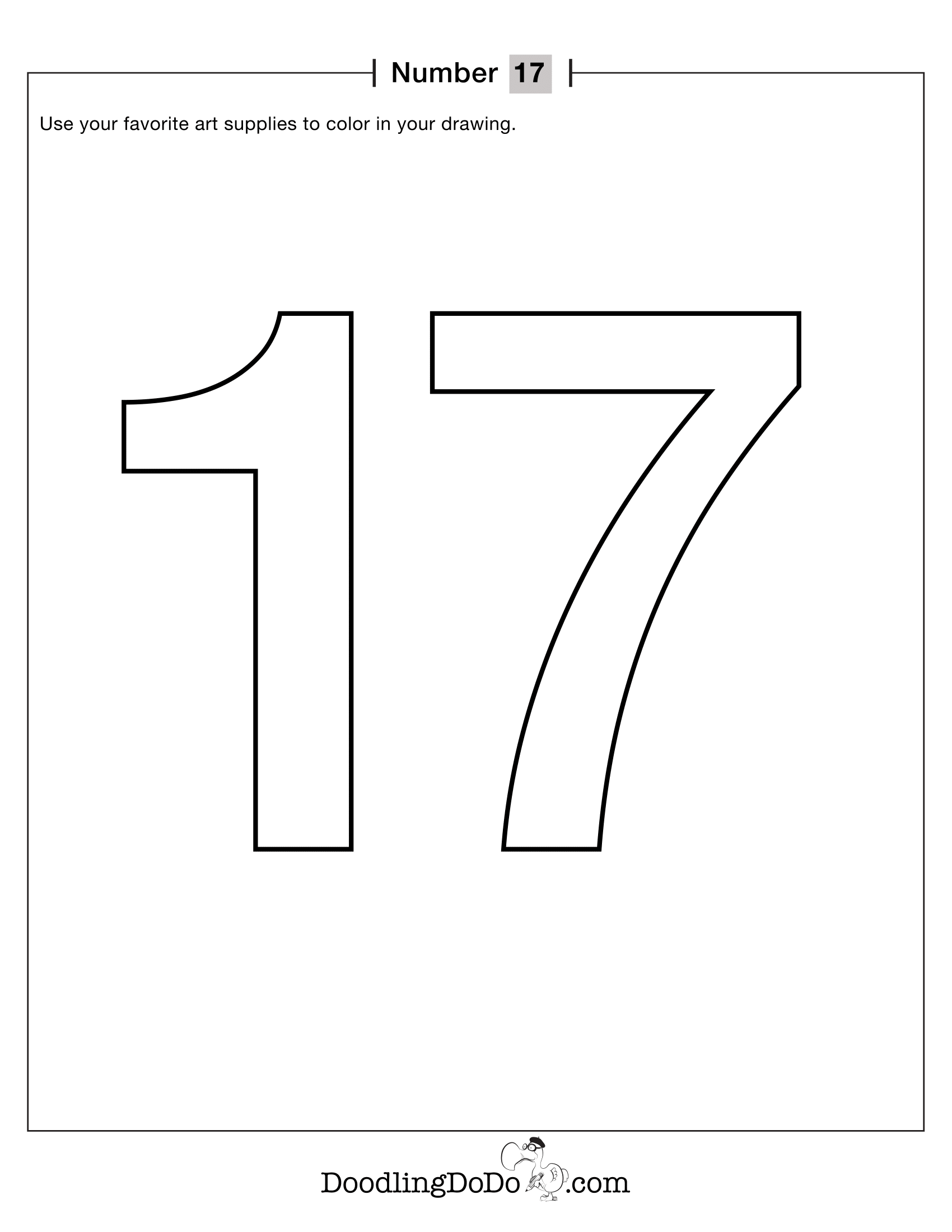 Numbers 17 Coloring Worksheet