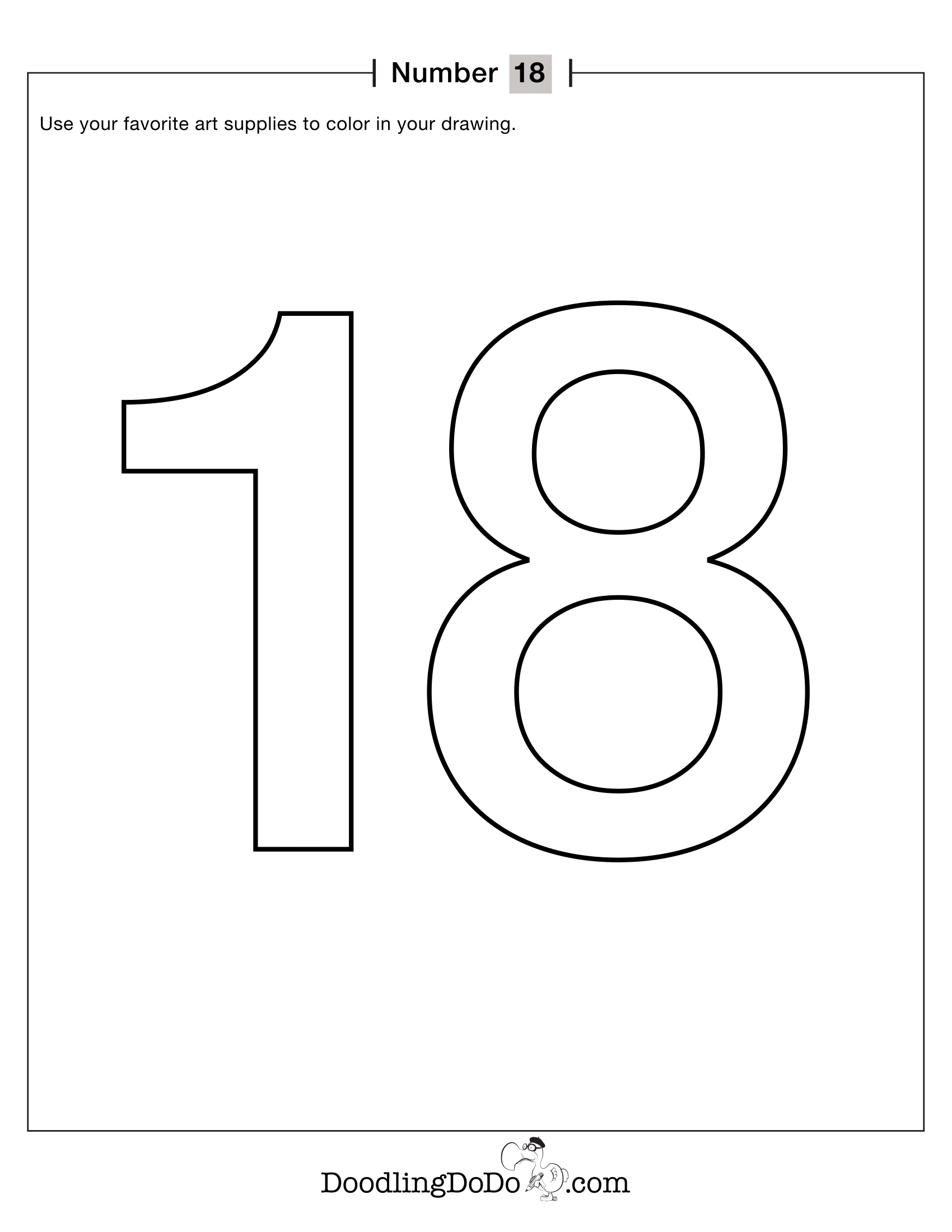 Numbers 18 Coloring Worksheet