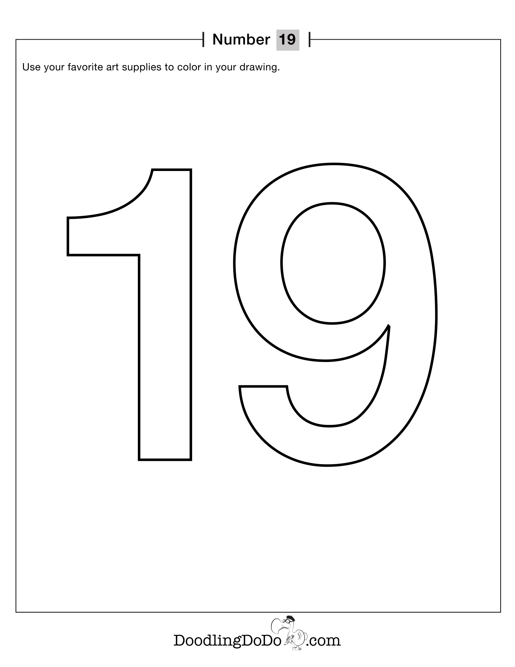 Numbers 19 Coloring Worksheet
