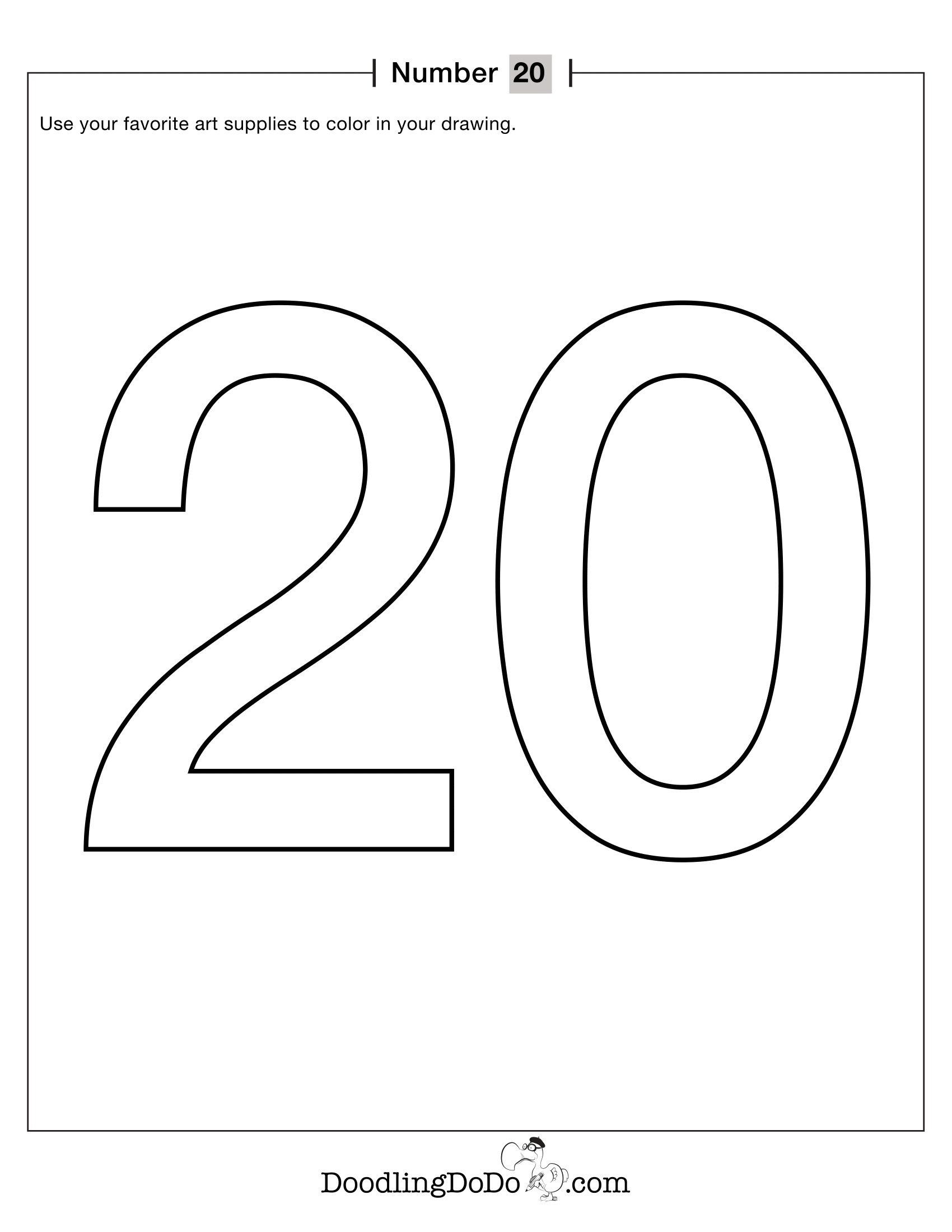 Numbers 20 Coloring Worksheet