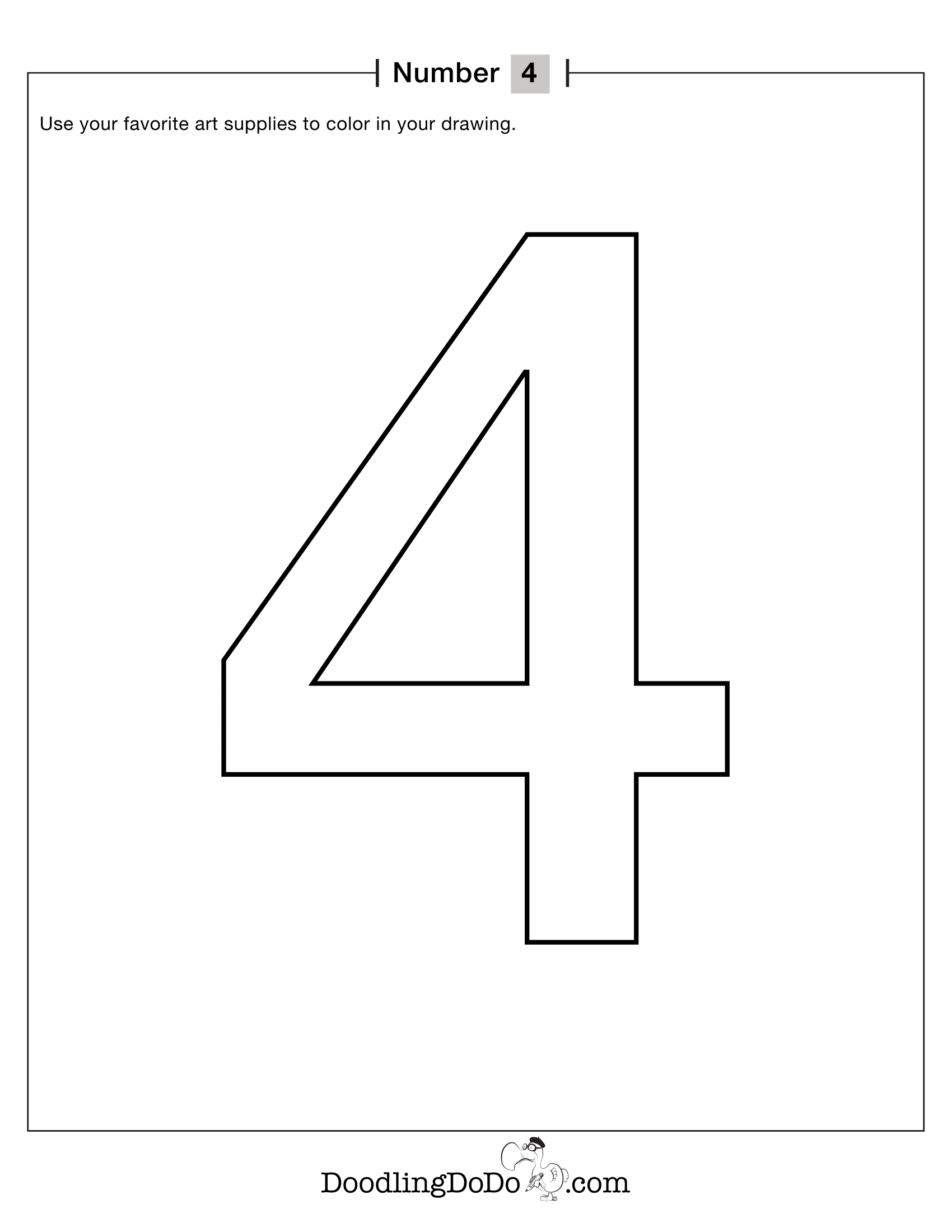 Numbers 4 Coloring Worksheet