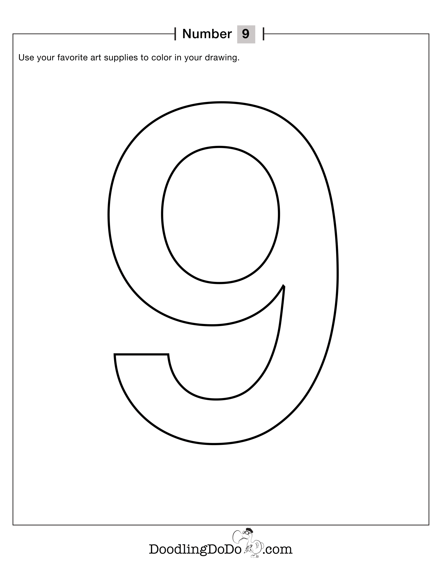 Numbers 9 Coloring Worksheet