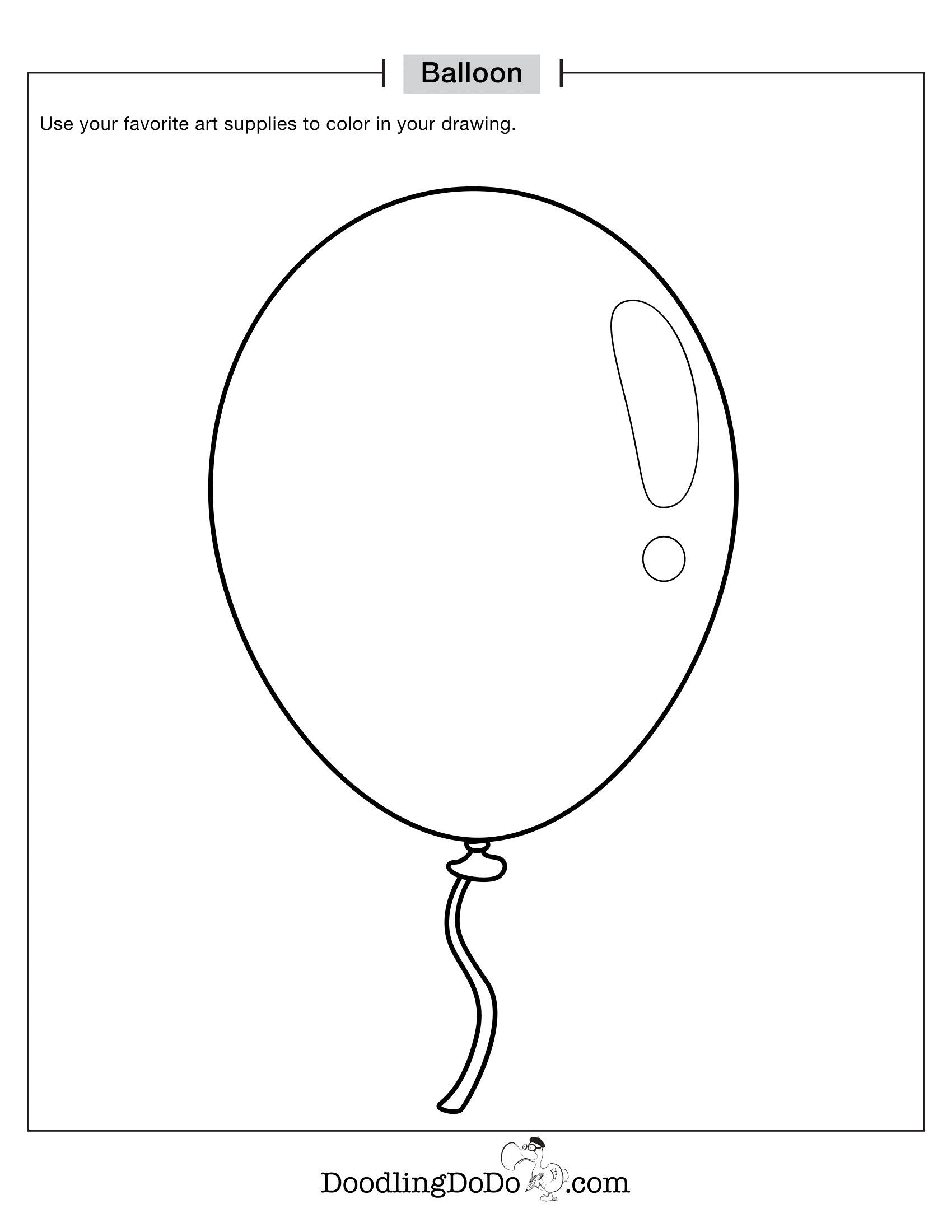 Objects Balloon Coloring Worksheet