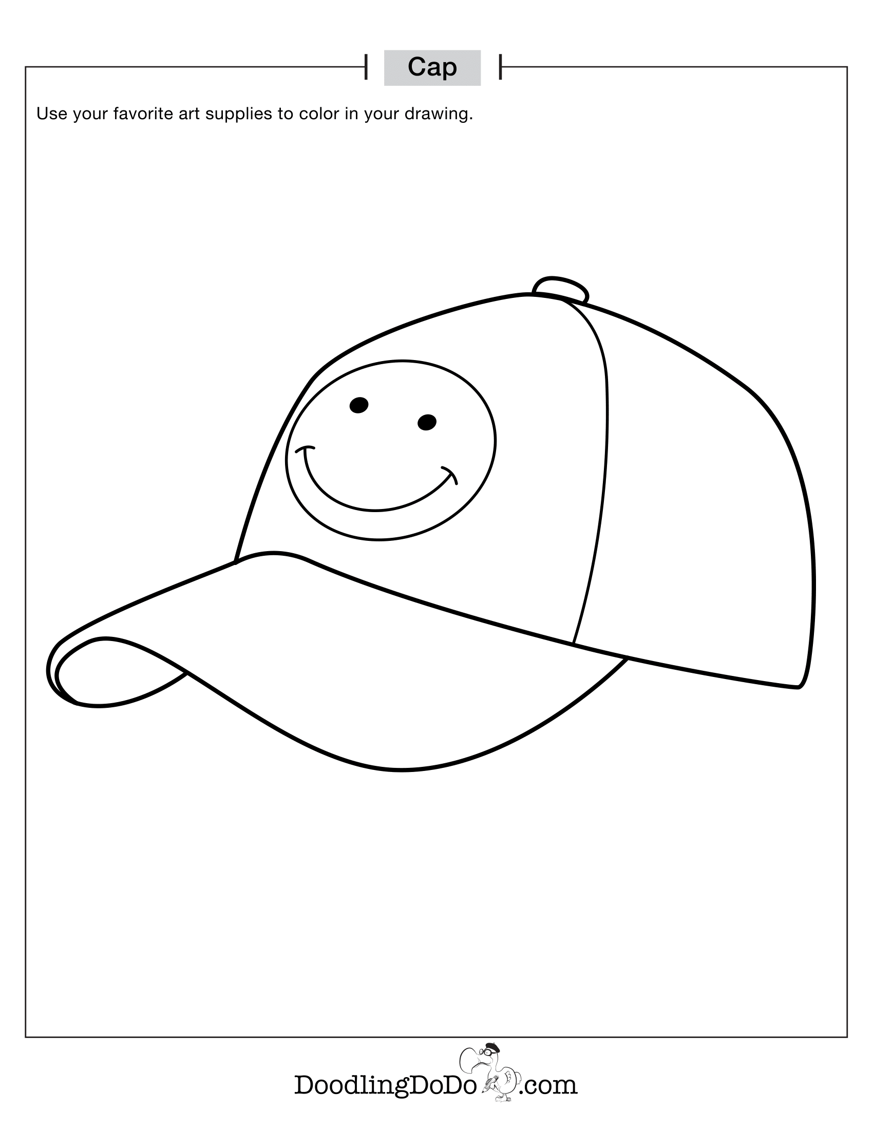 Objects Cap Coloring Worksheet