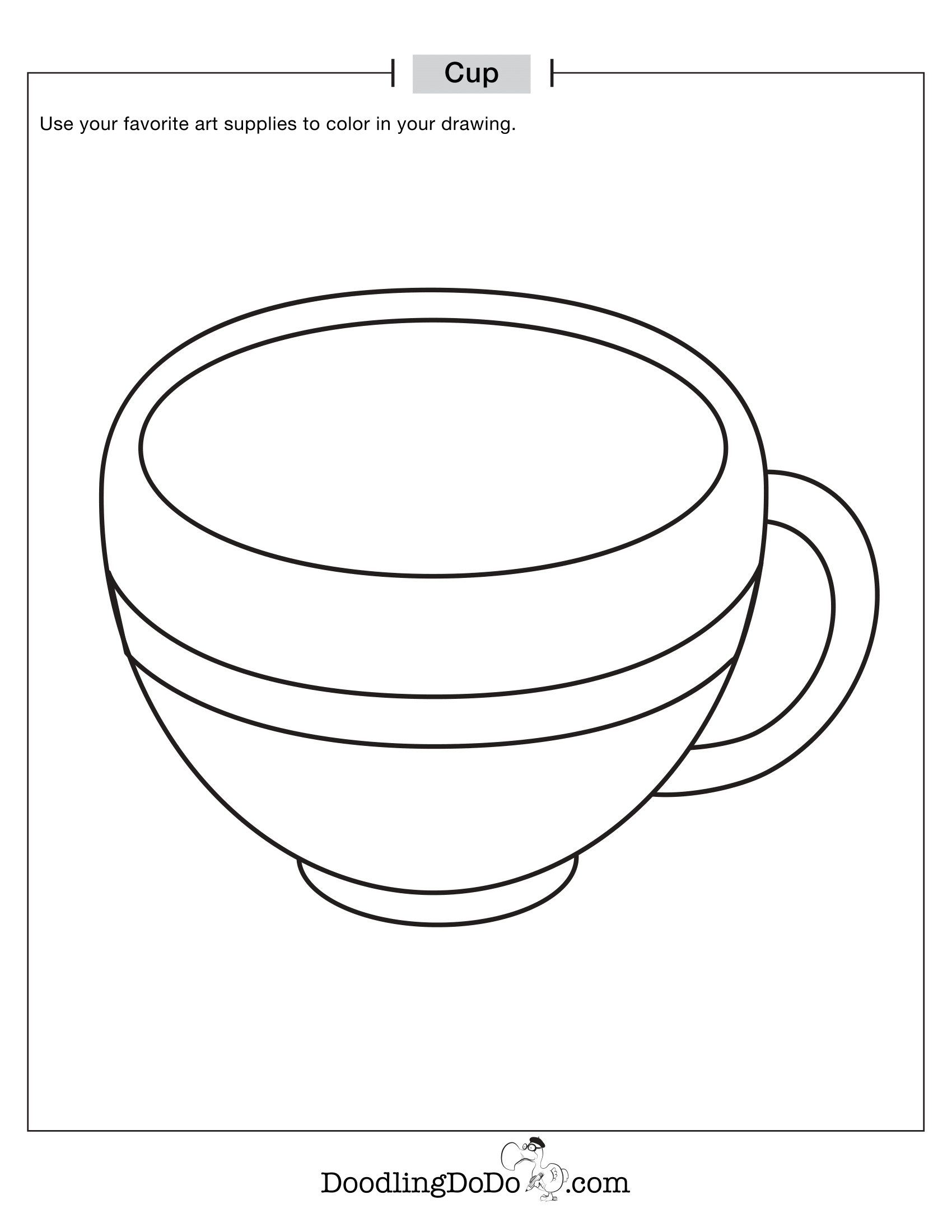 Objects Cup Coloring Worksheet