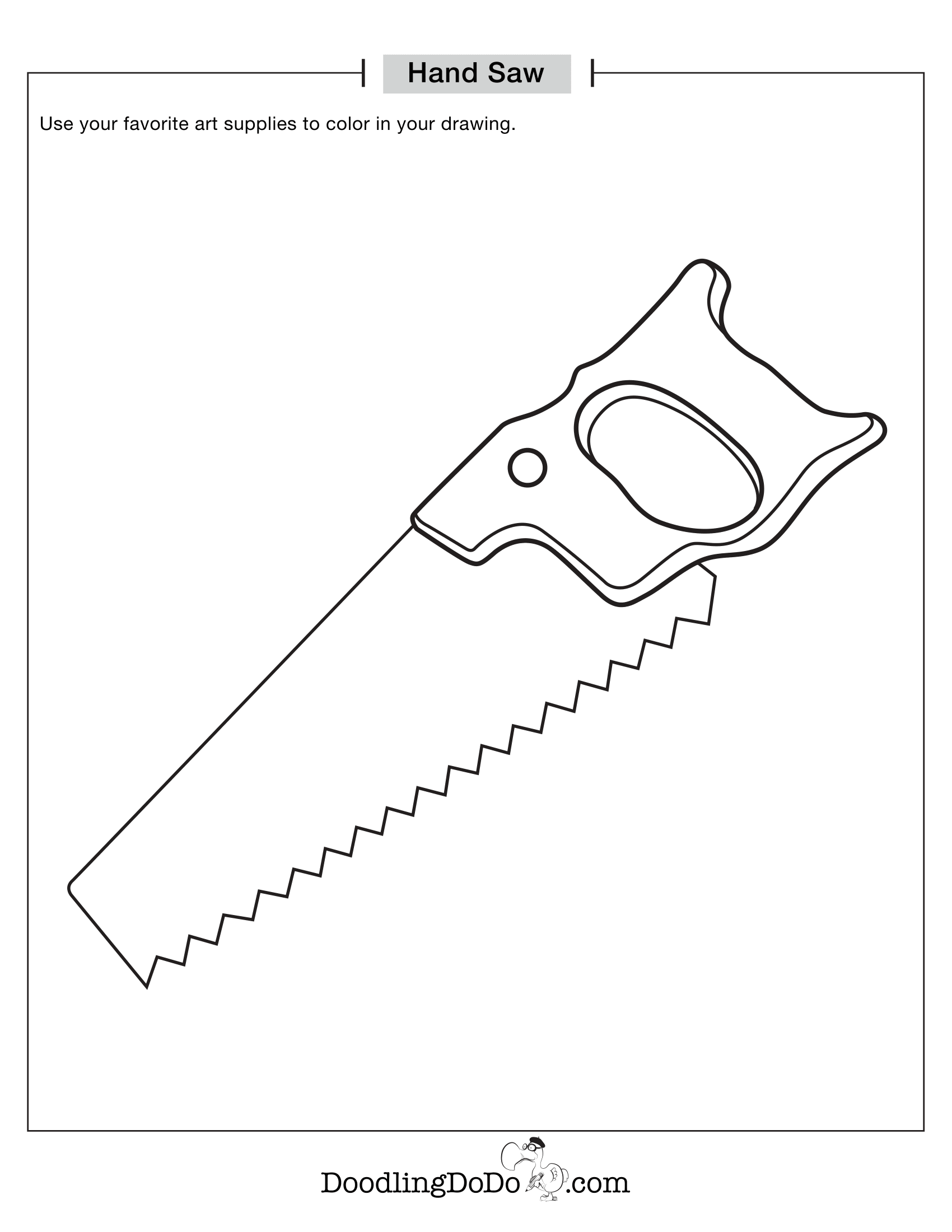 Tools Handsaw Coloring Worksheet