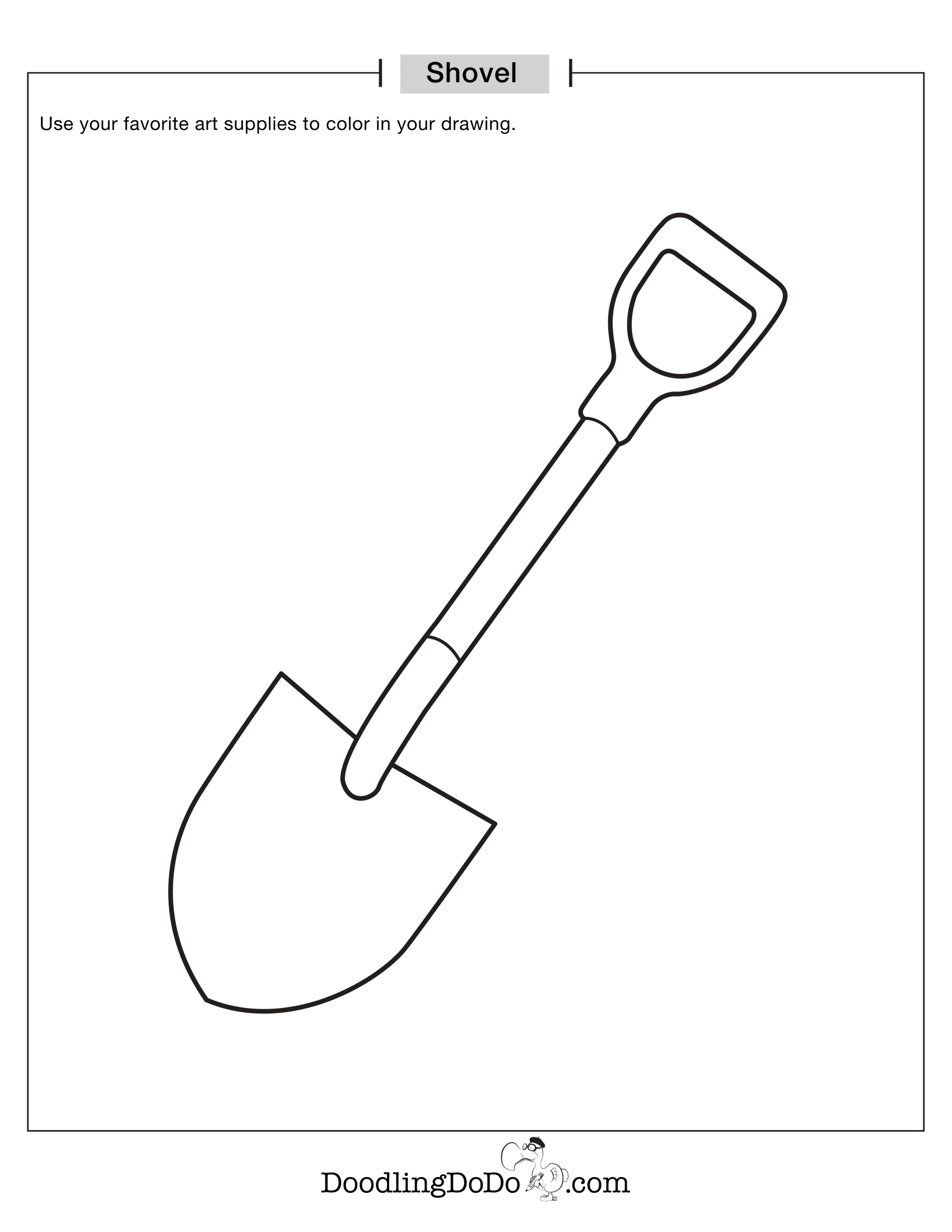 Tools Shovel Coloring Worksheet