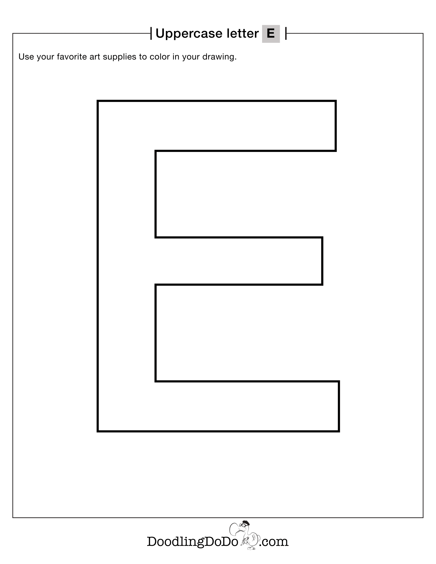 Uppercase Letters E Coloring Worksheet
