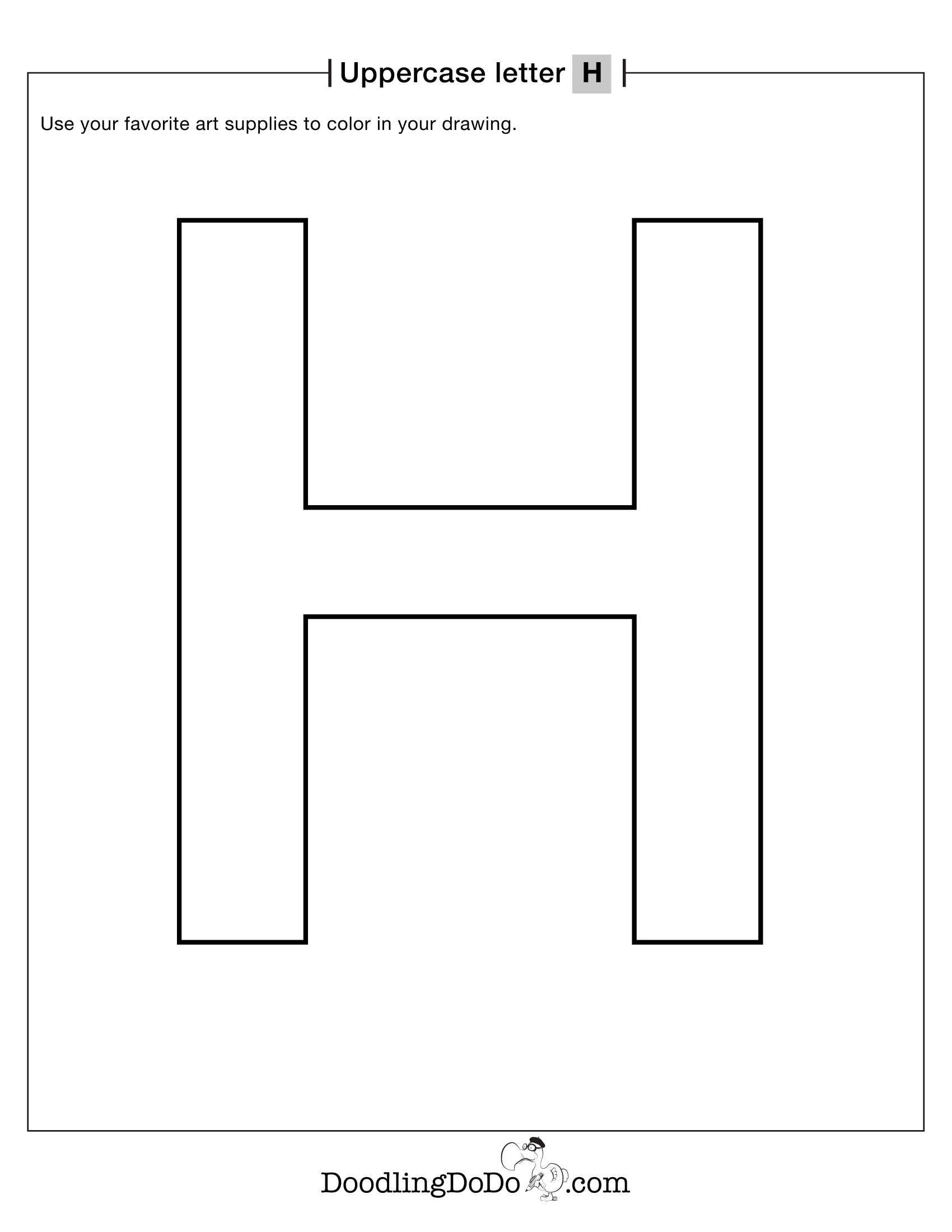 Uppercase Letters H Coloring Worksheet